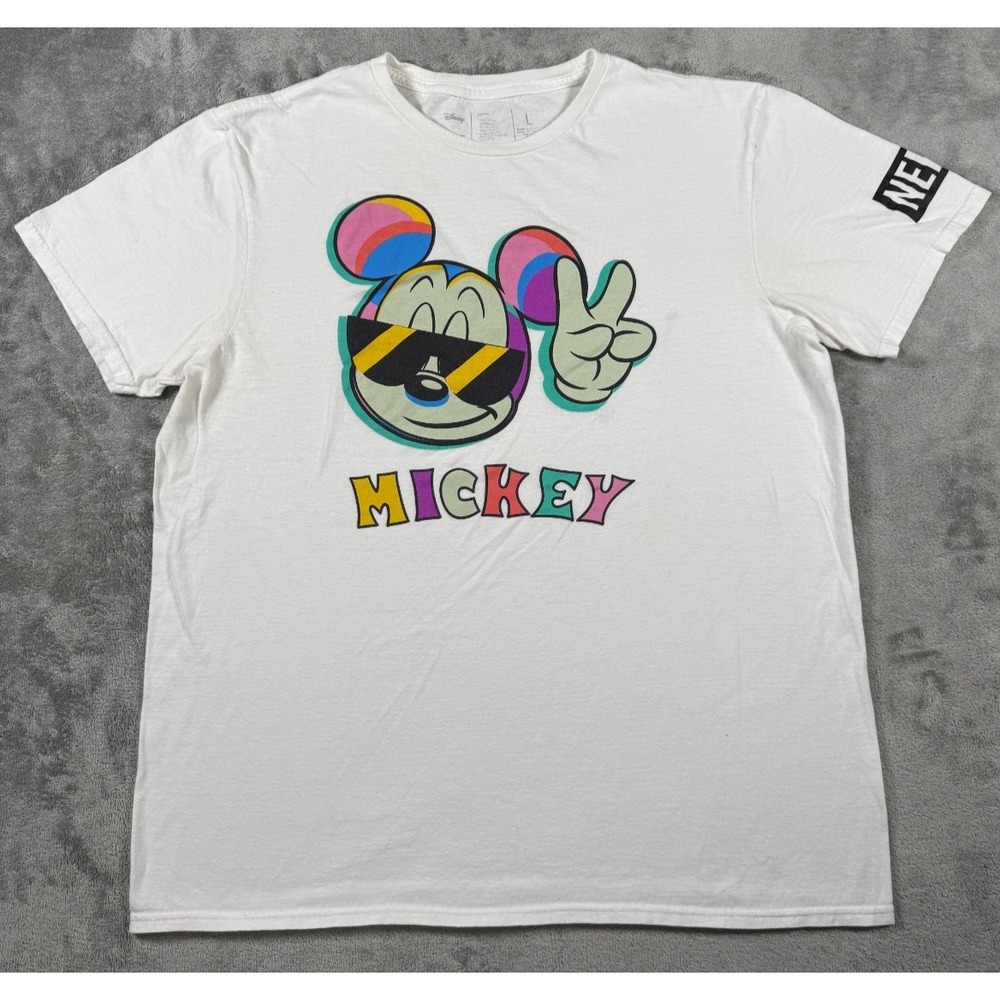 Disney x Neff Mickey Mouse Peace Sign Graphic T-Shirt White Size Large